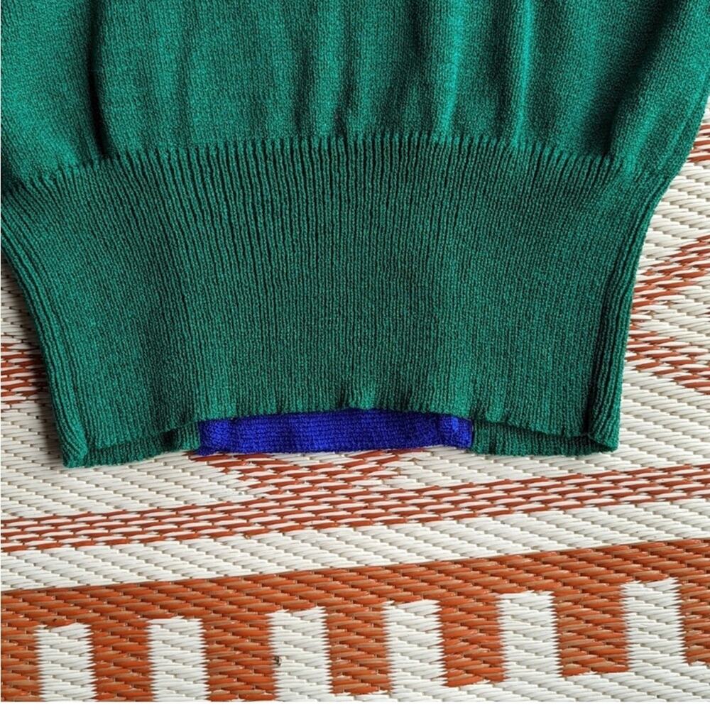 Kathryn Conover Sweater Top Puff Sleeves 80s Vintage Green Blue Women’s Size M - Picture 8 of 15